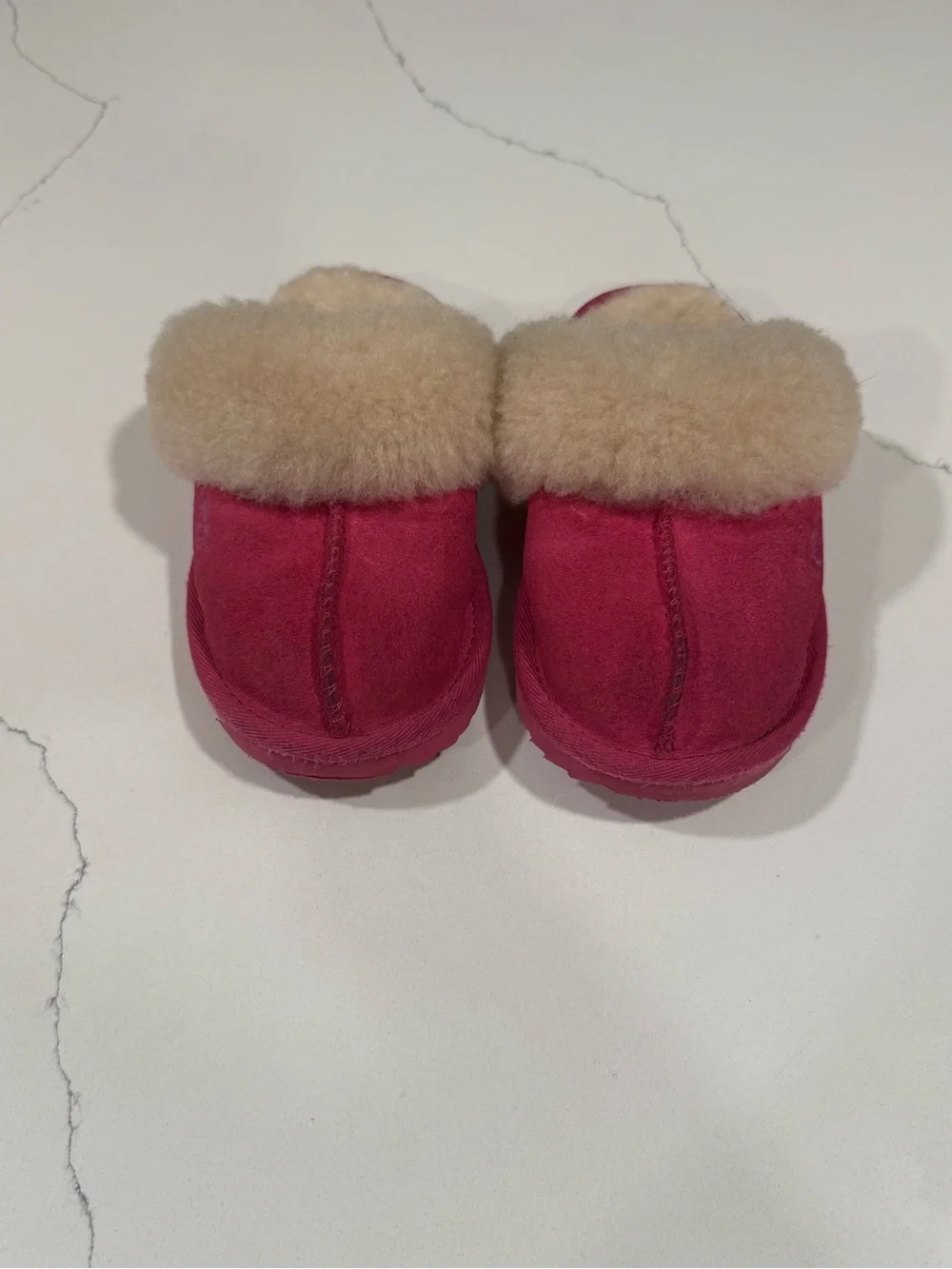 UGG Kids Cozy II Pink Azalea Suede Sheepskin Slippers Girls Size 12
